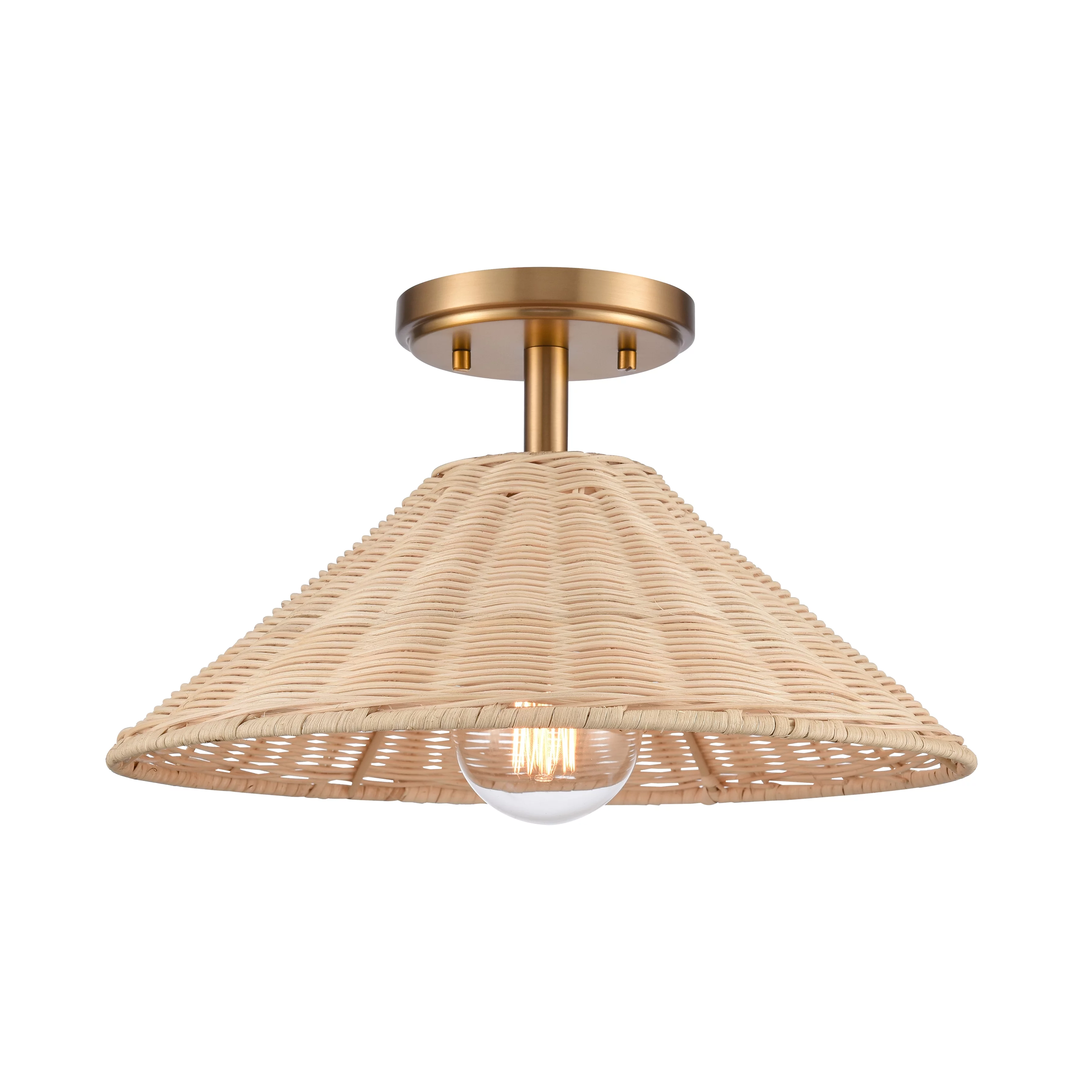 Elk Home Rydell 1 Light Semi Flush Mount, Transitional, Brushed Gold