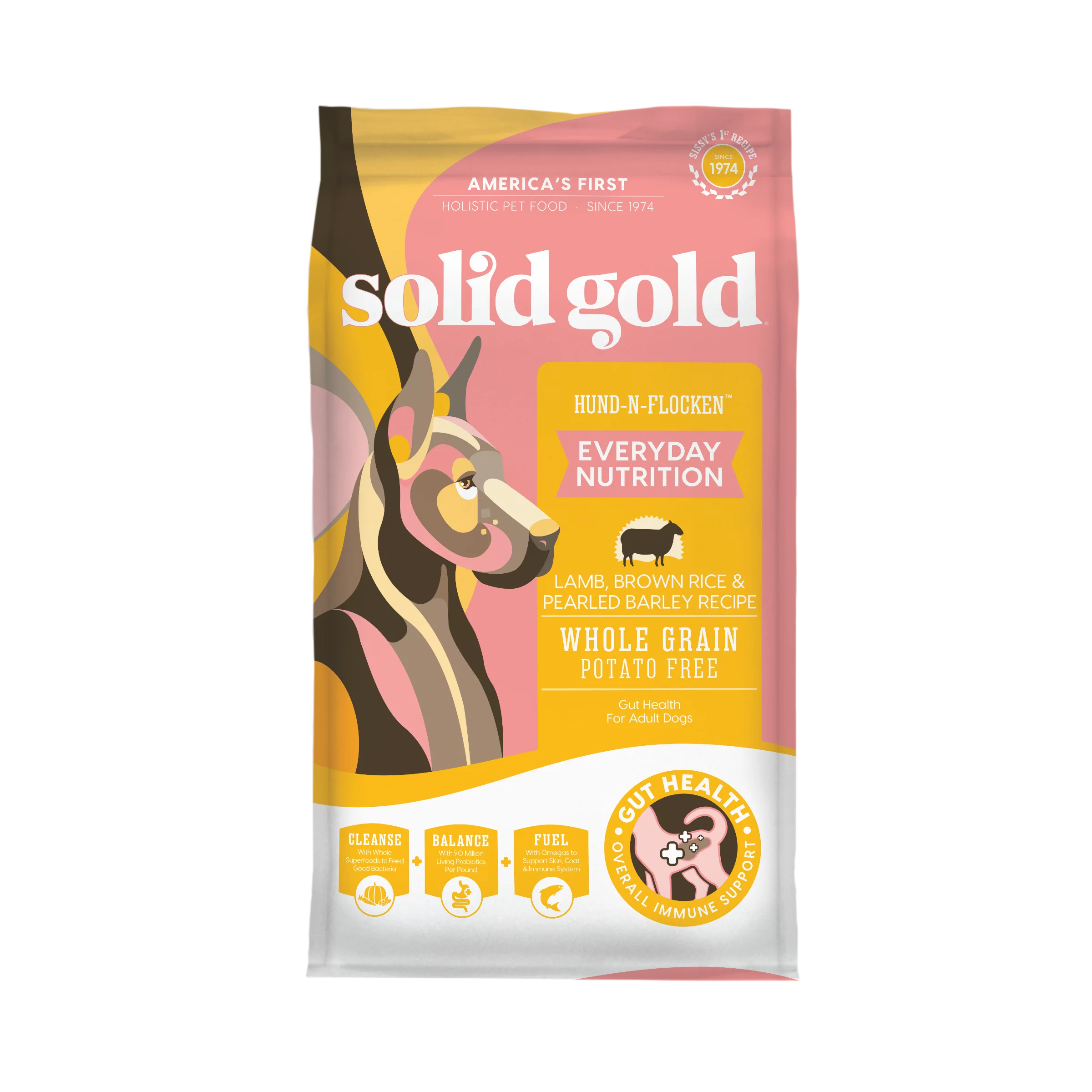 Solid Gold Hund-N-Flocken Holistic Adult Dry Dog Food, Lamb, 12lb.