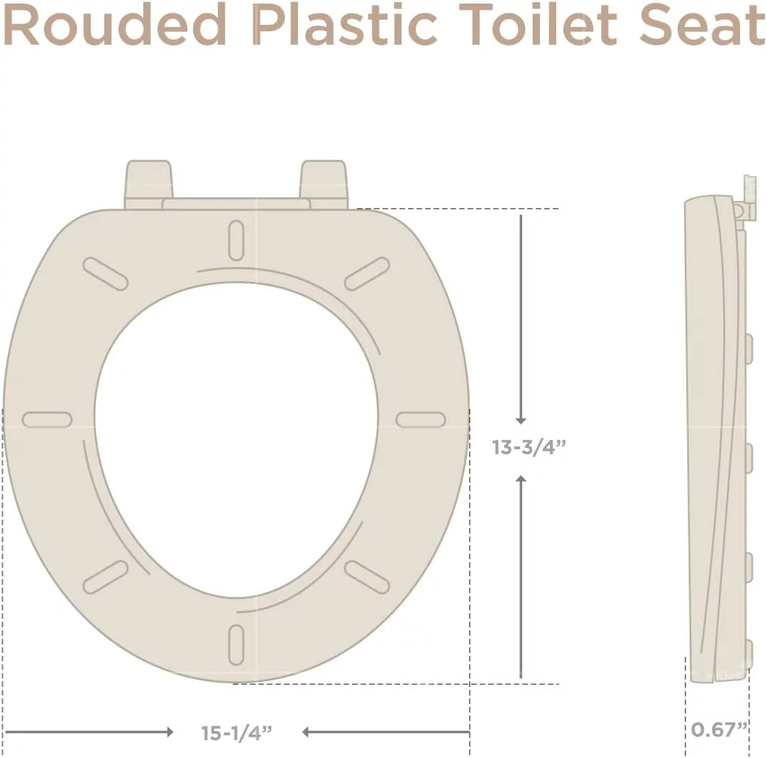 B4TSPR Round Plastic Toilet Seat Slow Close ? Easy Remove,