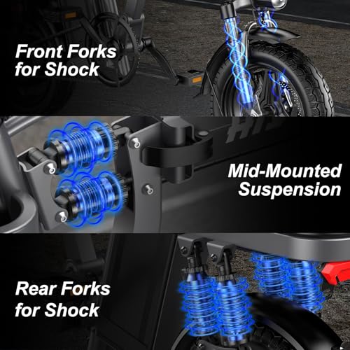 Foldable-Electric-Bike for Adults, Folding-E-Bike with Peak700W Motor and 480Wh Battery, Max 25MPH and 25Miles, Mini-Electric-Bike and 10 Shock Absorber Lectric Ebike for Commuting