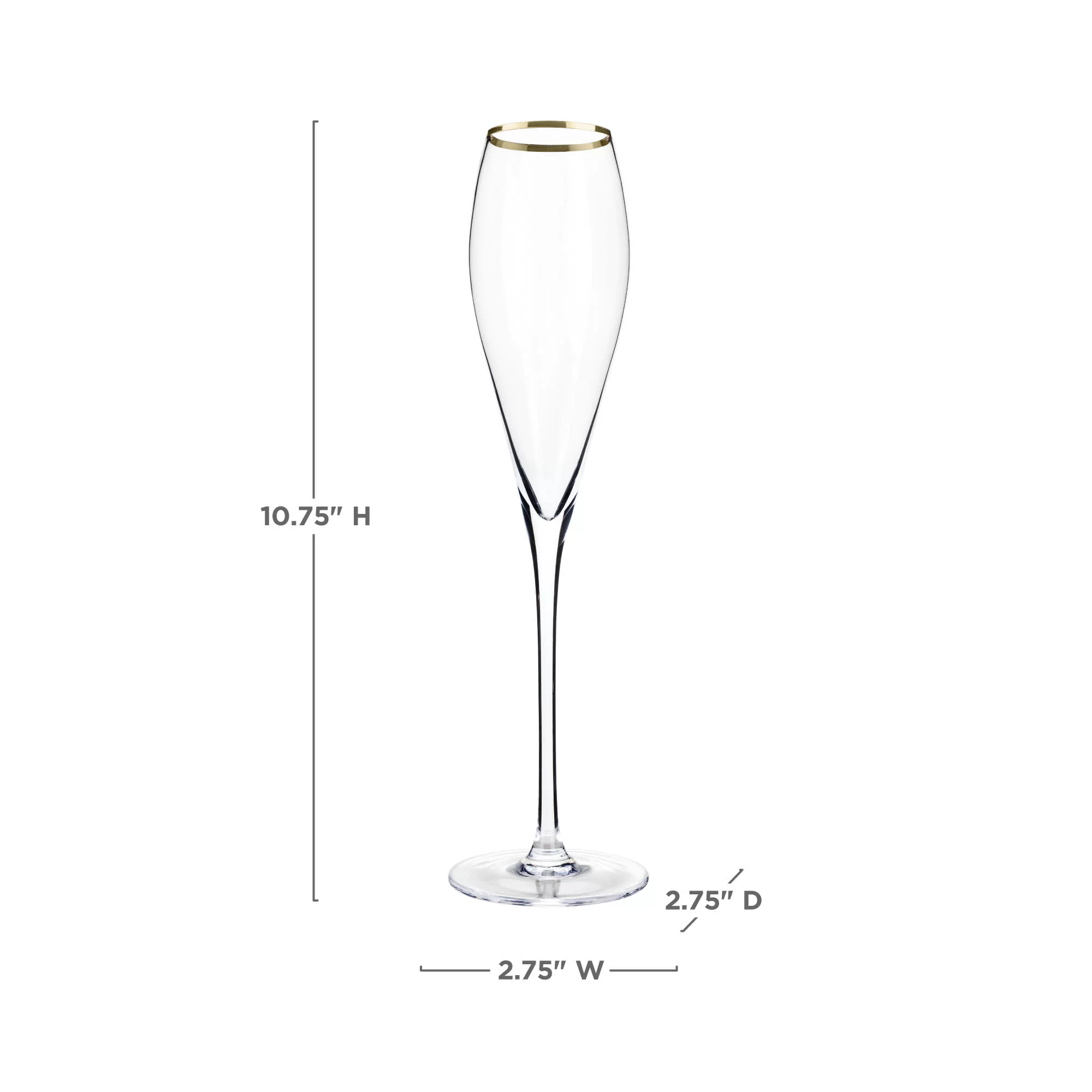 Viski Gold-Rimmed Crystal Champagne Flutes - Champagne Glass Gift Set