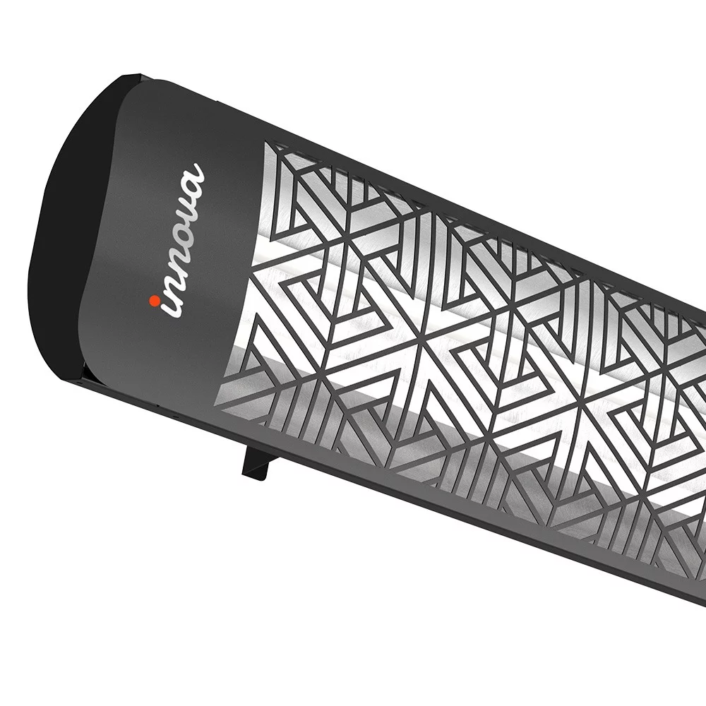 Innova-4000 Watt Electric Infrared Dual Element Heater-240 Voltage-Black Finish-Mason Decorative Fascia-Outdoor Wall Mount Electric Heater-EF40240B3