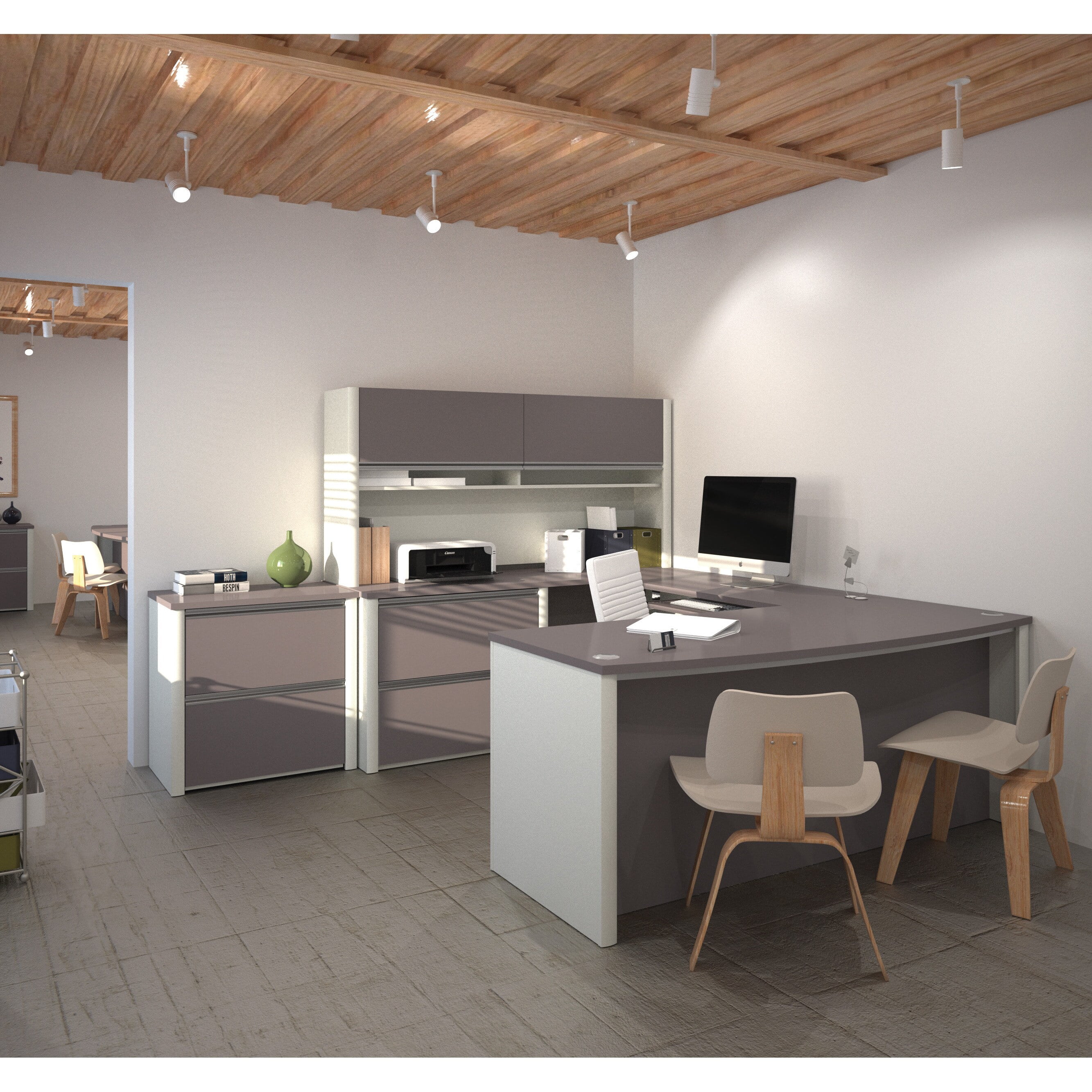 Bestar  Connexion U-shaped Workstation Desk with Lateral File