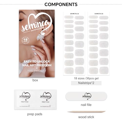 Semi Cured Gel Nail Strips-Easy Apply Christmas Gel Nail Stickers Holiday Semi Cured Manicure Strips with Sparkling Xmas Designs (Classic Yule)