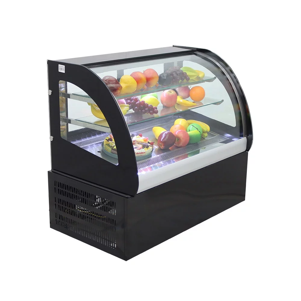 PreAsion Desktop Refrigerated Cake Display Cabinet Rear Sliding Doors Bakery Showcase 220V