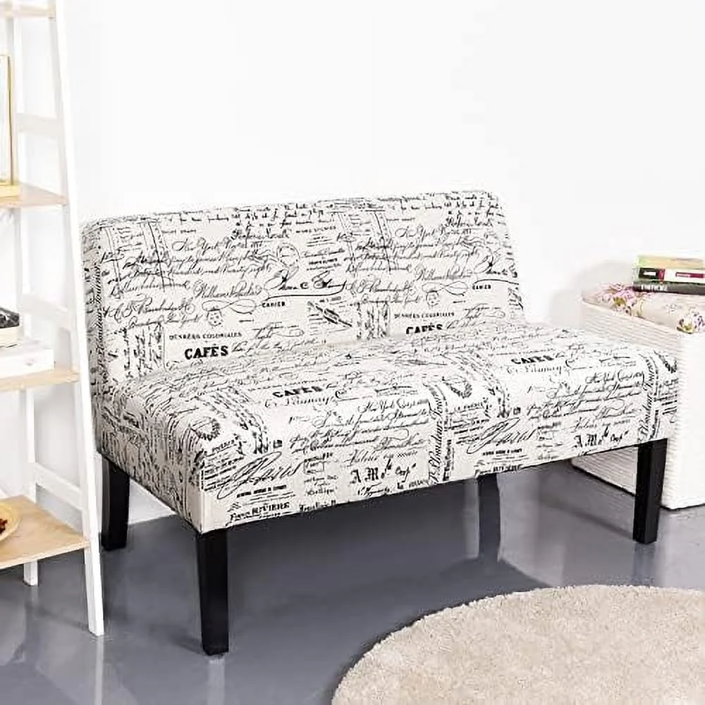HJZBNONE Armless Loveseat Sofa Modern Sofa Chair Couch Wood Living Room Leisure Fabric  (Letter-Design)