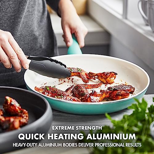 GreenPan Rio 16 Piece Cookware Pots and Pans Set, Hard Anodized Healthy Ceramic Nonstick PFAS-Free, Bakelite Handles, Frypans, Saucepan, Saute Pan, Stock Pot, Kitchen Tools, Dishwasher Safe, Black