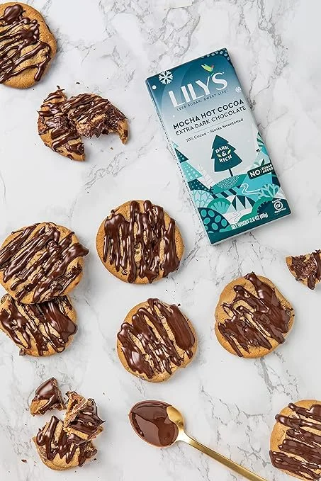 Mocha Hot Cocoa Chocolate Style Bar by Lily's Sweets | Stevia Sweetened, No Added Sugar, Low-Carb, Keto-Friendly | 70% Cocoa | Fair Trade, Gluten-Free & Non-GMO | 2.8 ounce, 12-Pack…