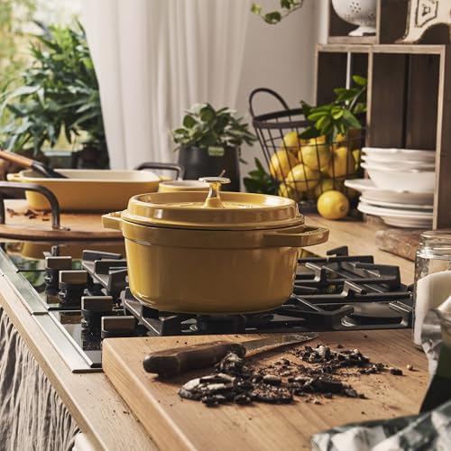 STAUB Cast Iron Dutch Oven 5.5-qt Round Cocotte, Made in France, Serves 5-6, Black Matte