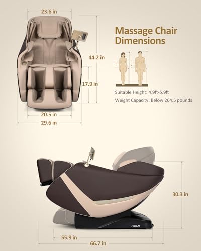 RELX 2025 Massage Chair Full Body, Zero Gravity Airbag Shiatsu Massage Chair with SL-Track, Heating, AI Control, Body Scan, 13 Modes, Foot Rollers, and Deep Yoga Stretch (Beige)