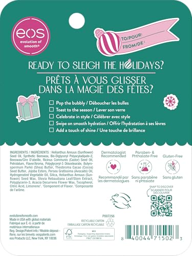 eos Holiday 24H Moisture Mini Super Balm Set, Sugar Plum Spritz, Candy Cane Swirl, Iced Sugar Cookie, Limited Edition Lip Care, Stocking Stuffers, 0.24 fl oz, 3-pack