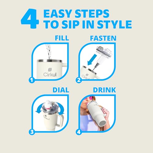 Cirkul 40oz. Carbon Stainless Steel Tumbler with Handle, All-Day StrawSip™, Double-Wall Insulated