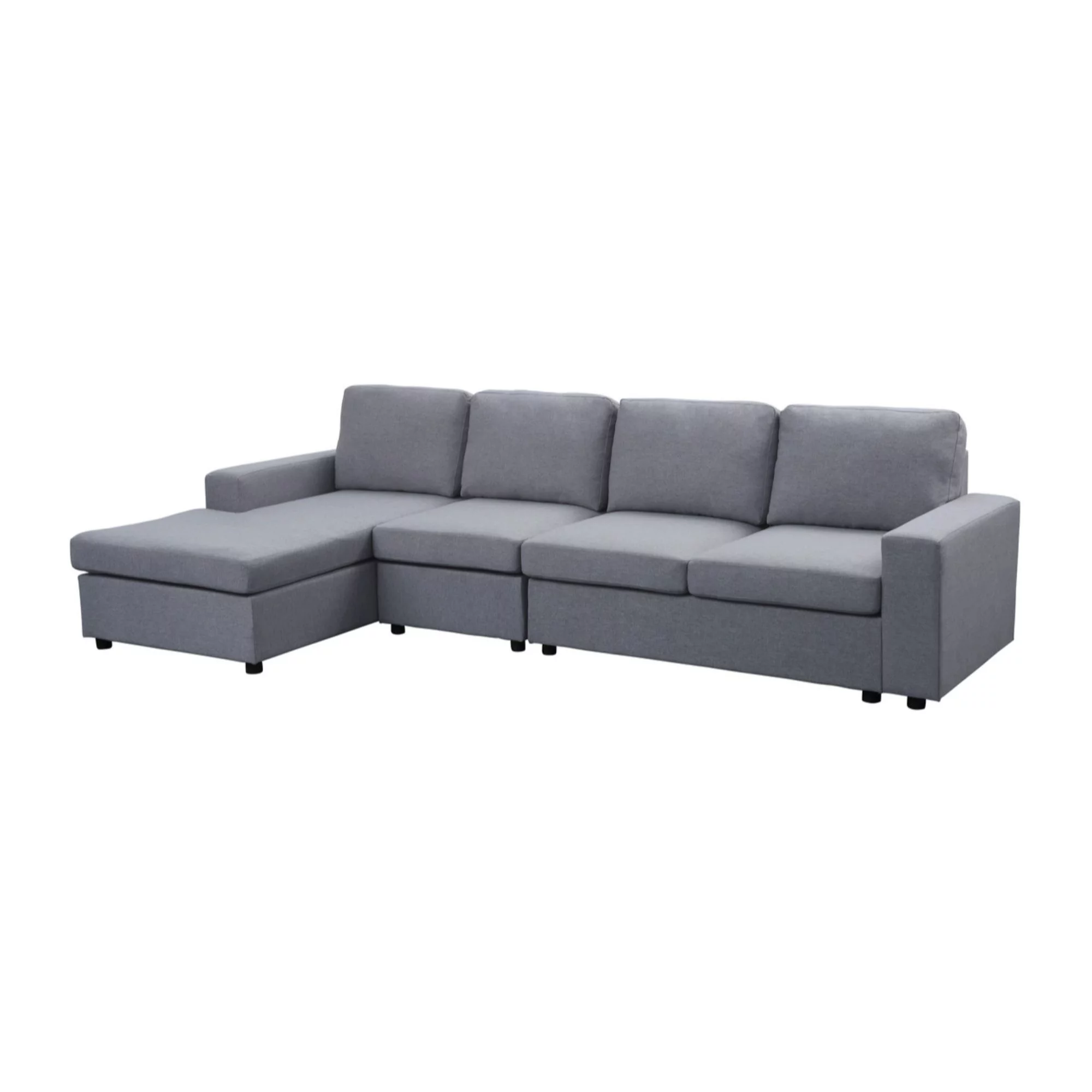 Dunlin Fabric Reversible Modular Sectional Sofa Chaise in Light Gray