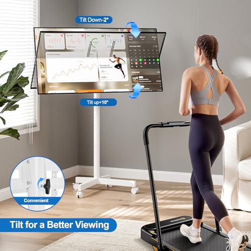 Mobile TV Cart Rolling TV Stand for 23-65 Inch Screen Outdoor TVs up to 110lbs, Height Adjustable Portable AV Cart with Wheels and Tilt Mount, Outdoor TV Stand Mount, Max VESA 400x400mm, White