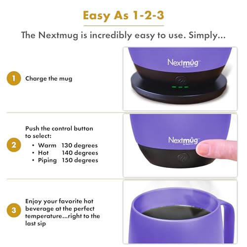 Nextmug - Temperature-Controlled, Self-Heating Coffee Mug (Black - 14 oz.)