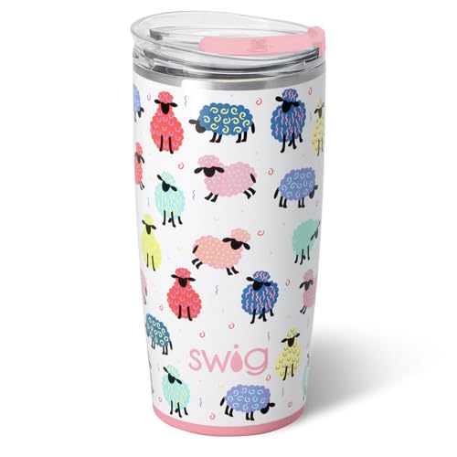 Swig Life 32oz Insulated Tumbler, Travel Coffee Tumbler with Lid, Cup Holder Friendly, Stainless Steel Travel Coffee Mug, Glitter Tumbler, Glitter Gifts (Confetti)