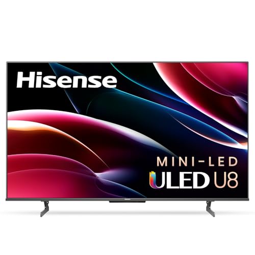 Hisense 65U8H QLED U8H Series Quantum 4K ULED Mini-LED 65-Inch Class Google Smart TV with Alexa Compatibility, Quantum Dot, 1500-nit HDR10+, Black