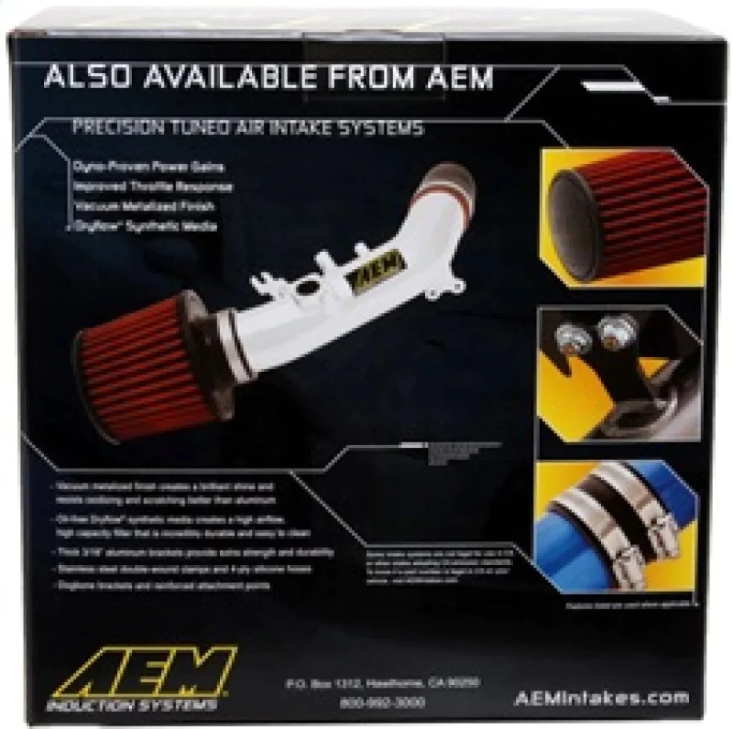 AEM 21-2075DK Universal DryFlow Clamp-On Air Filter: Round Tapered; 5 in (127 mm) Flange ID; 8 in (203 mm) Height; 7.438 in (189 mm) Base; 4.438 in (113 mm) Top