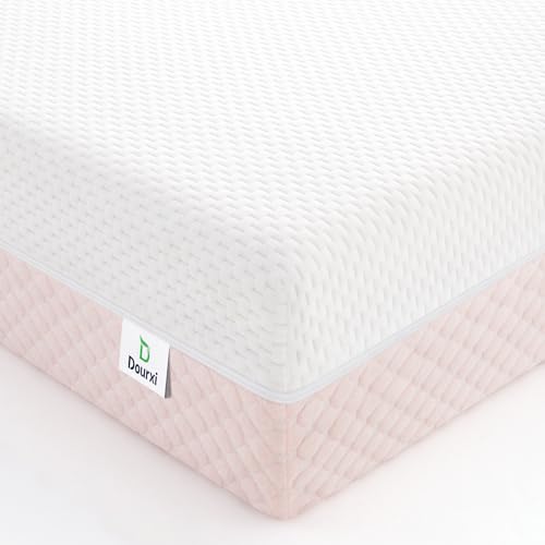 Crib Mattress, Dual Sided Comfort Memory Foam Toddler Bed Mattress, Triple-Layer Breathable Premium Baby Mattress for Infant and Toddler w/Removable Outer Cover - White&Pink
