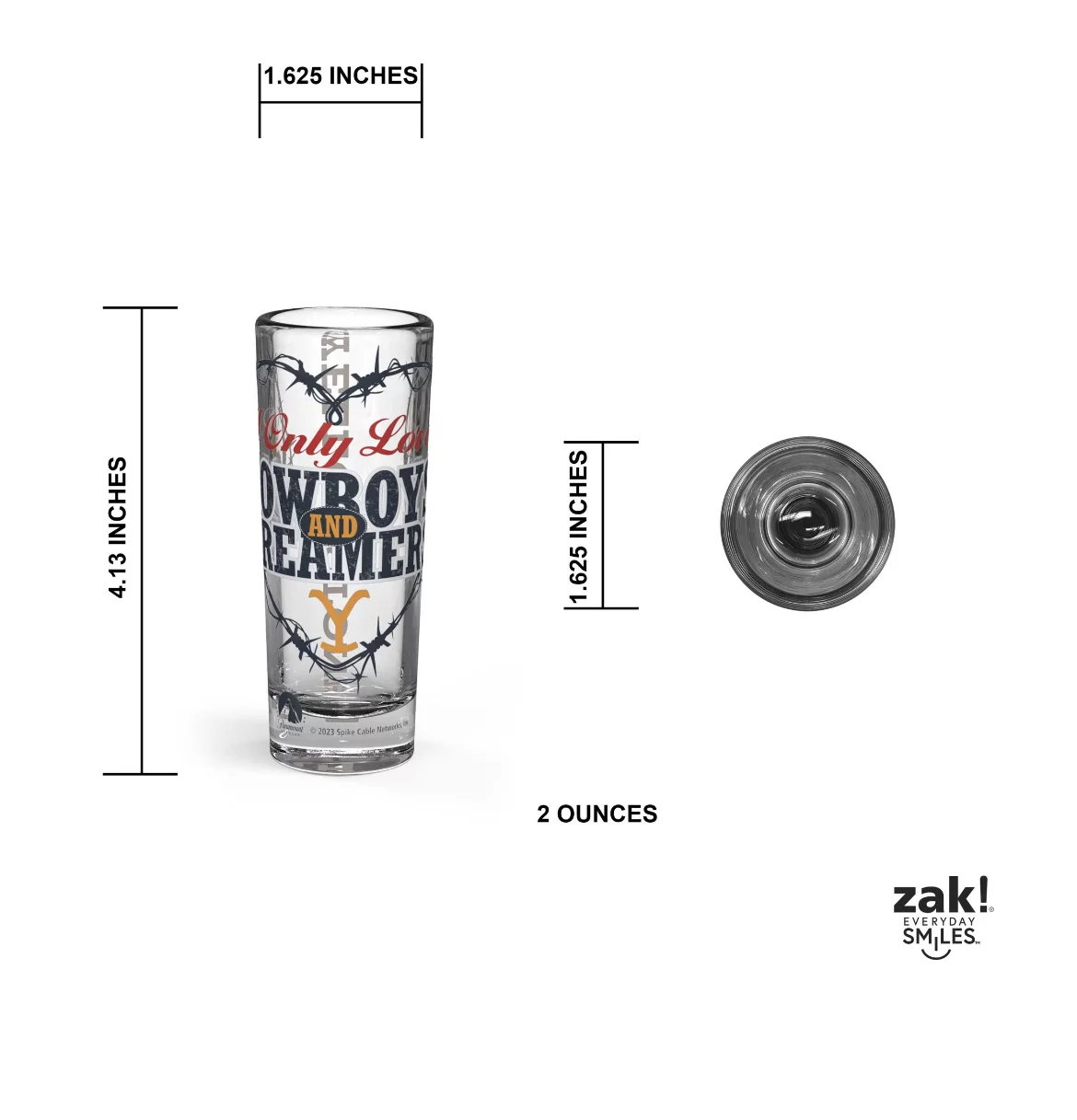 Zak Designs 2 Ounce 4-piece Valentine Mini Glass set, Yellowstone