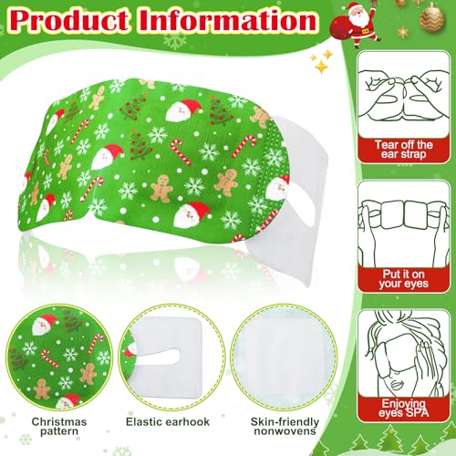 Ramede 48 Pcs Christmas Steam Eye Masks Bulk for Dry Eyes Disposable Self Heating Eye Mask for Spa Sleep Lavender Fragrance for Home Xmas Stocking Stuffer Holiday