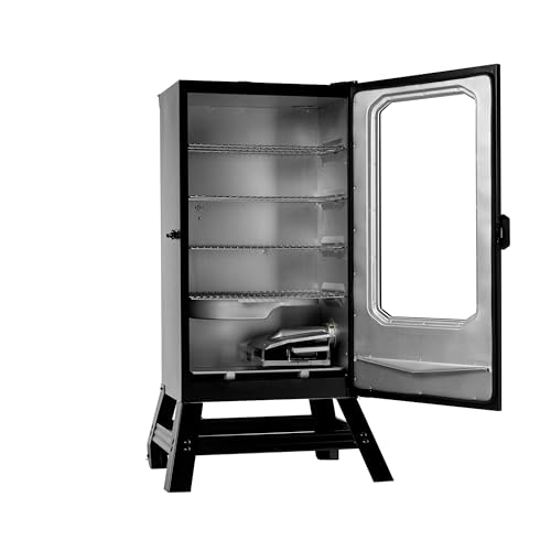 Masterbuilt? 30-inch Digital Electric Vertical BBQ Smoker with Leg Kit, Side Wood Chip Loader and 710 Cooking Square Inches in Black, Model MB20070421