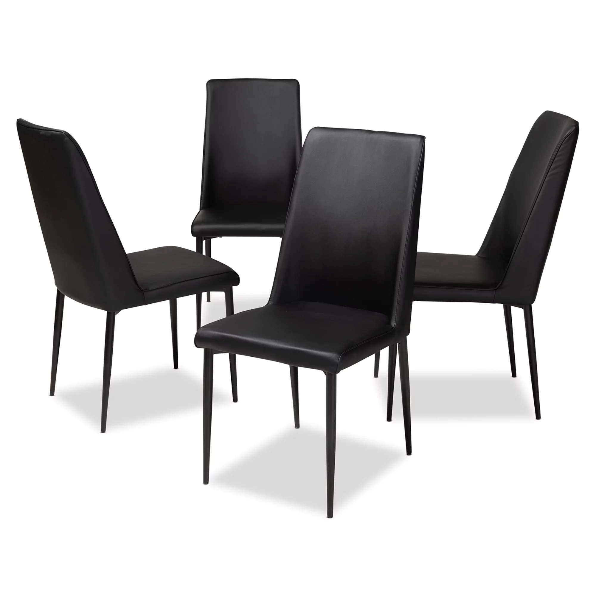 Set of 4 Baxton Studio Chandelle Modern and Contemporary Faux Leather Upholstered Dining Chairs, Multiple Colors