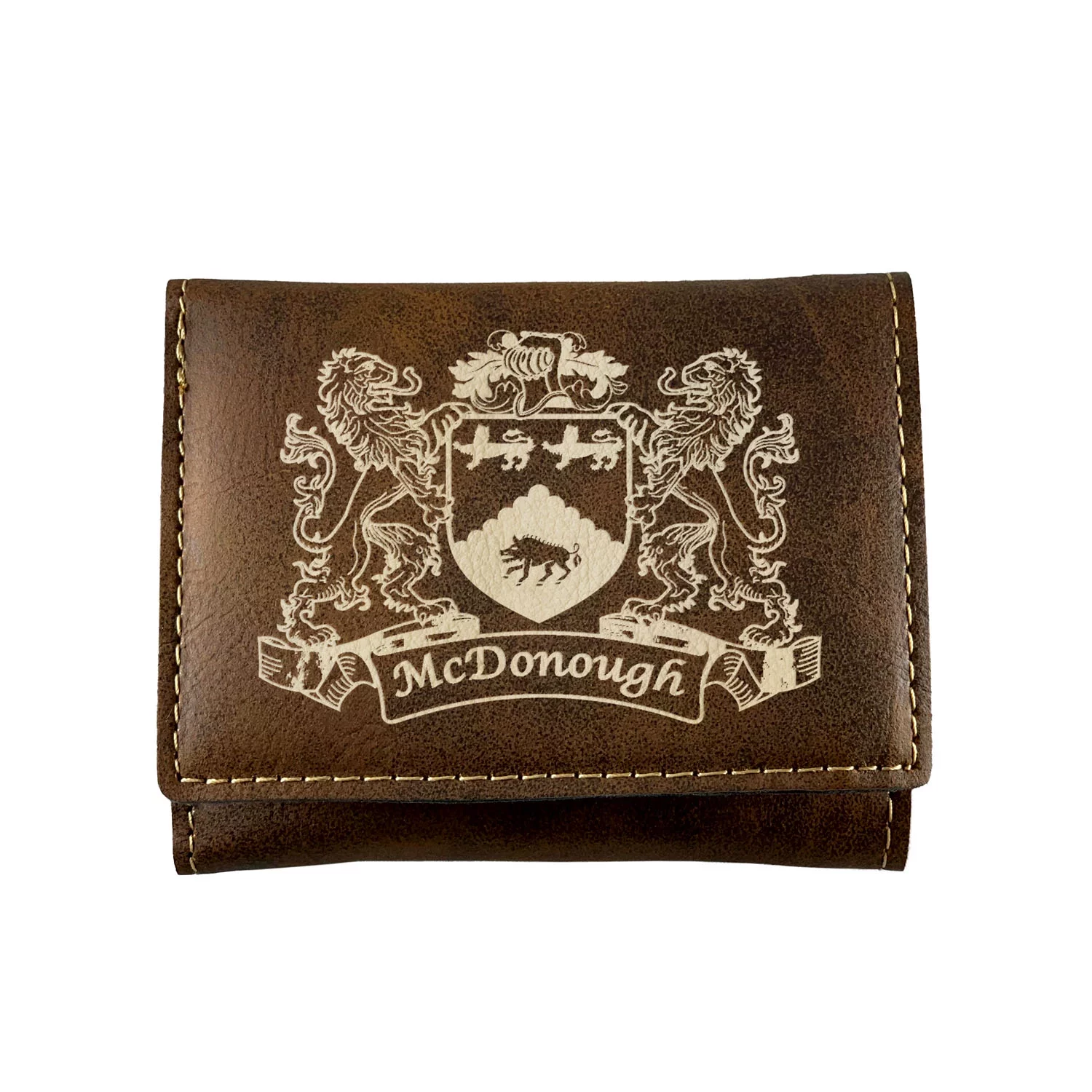 McDonough Irish Coat of Arms Rustic Leather Wallet