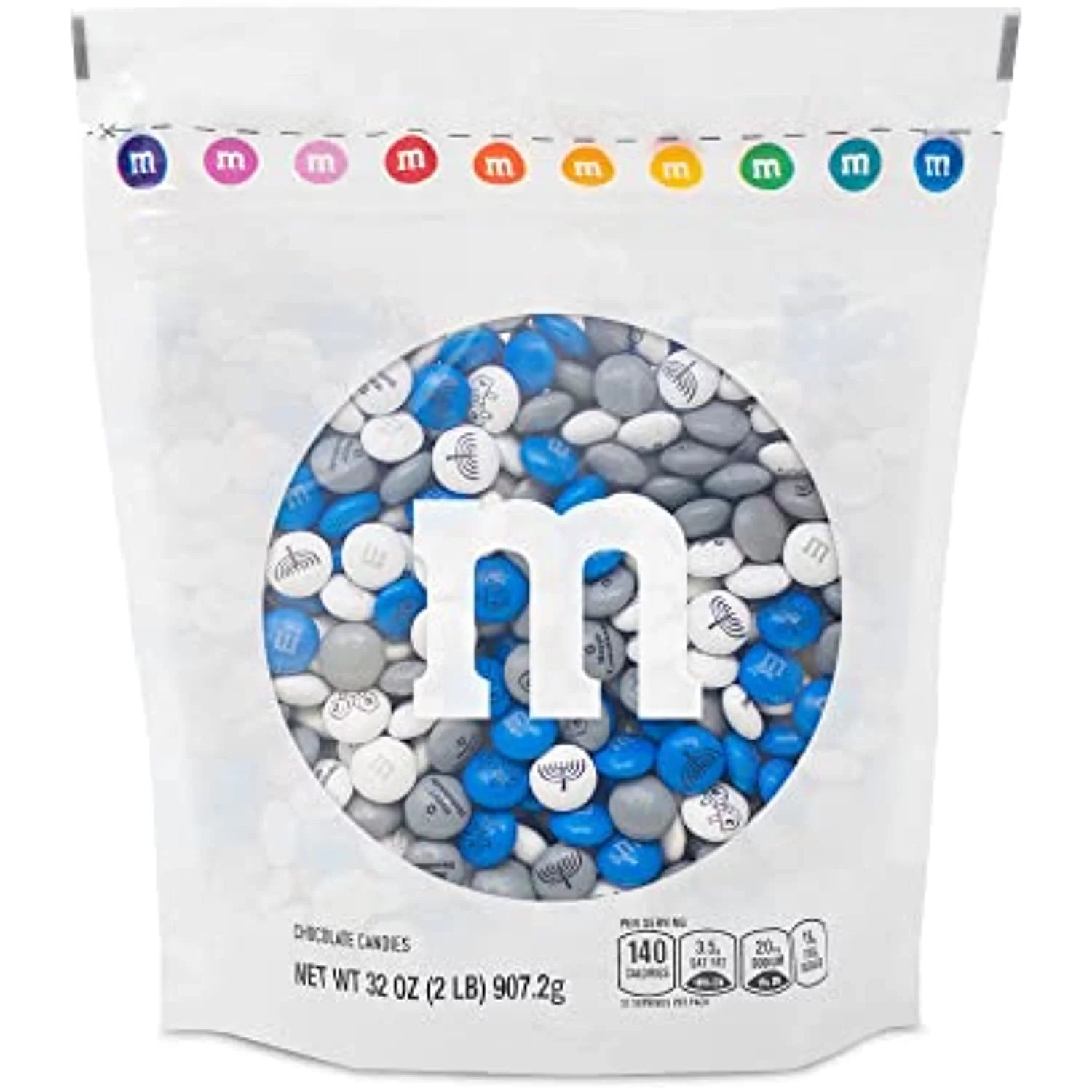 M&Ms Milk Chocolate Pre-Designed Hanukkah Candy - 2 Lbs Party Size Bag
