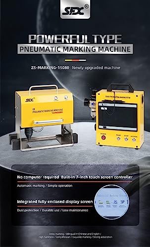 US Stock 100W Pneumatic Dot Peen Metal Engraving Machine Pneumatic Dot Peen Marking Machine Engraving Size 120x50mm(4.7X2inch) Depth 0.02-1 mm Pneumatic Metal Engraving Machine for VIN,Date