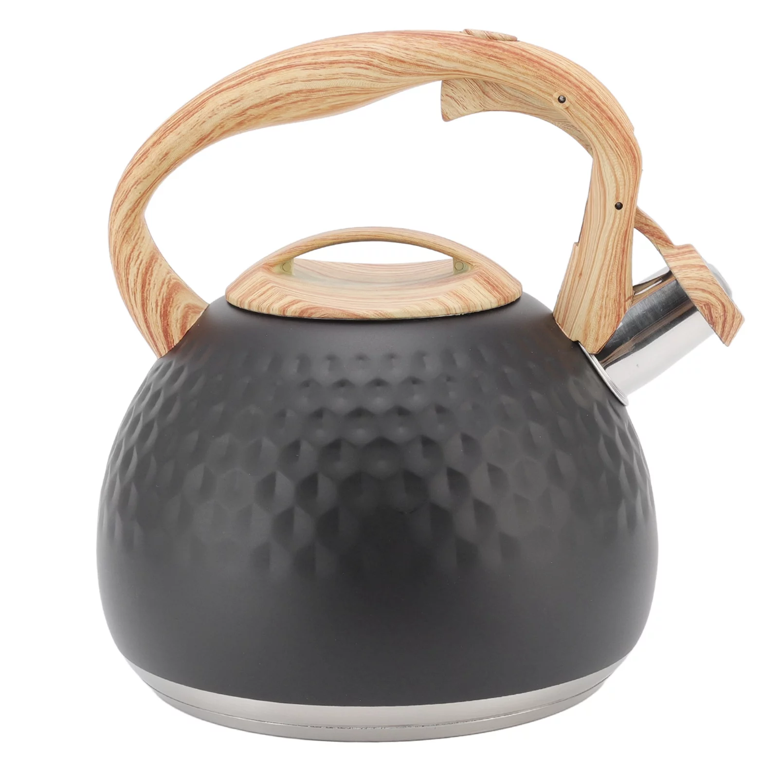 Dekaim Tea Kettle, 3L Whistling Tea Kettle 304 Stainless Steel Stovetop Grip Tea Kettle Farmhouse Tea Kettle for Home Kitchen(Black)