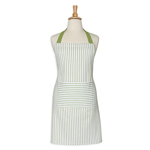 Cackleberry Home Red and White Ticking Stripe Woven Cotton Bib Apron Pocket Adjustable Strap