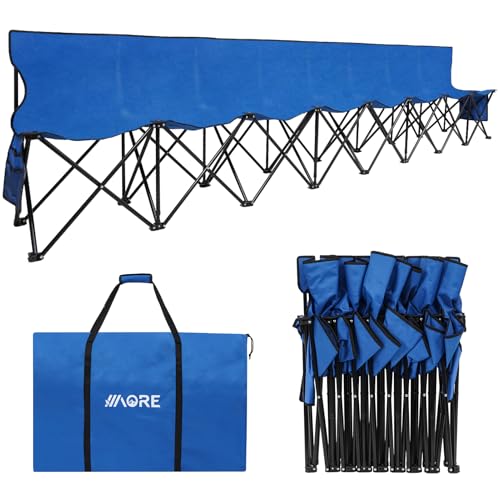 1MORE Soccer Bench - Portable Folding Team Bench, 6 Seats Foldable Sideline Benches, Soccer Chair with Bag & Backrest, Adult Team Chair for Football Camp Sport Events Outdoor Seating.Black