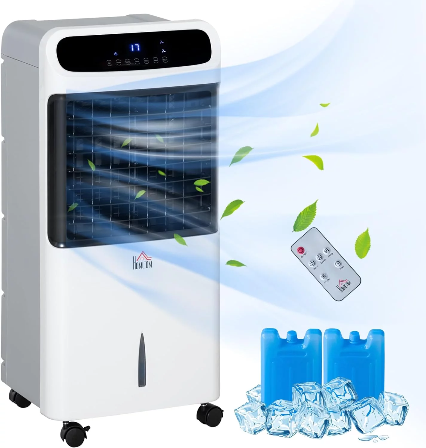 Mobile Evaporative Air Cooler, 3-In-1 Ice Cooling Fan Water Conditioner Humidifier Unit With , Timer, Oscillating, LED Display, 3.2Gal Water For Home Office Bedroom