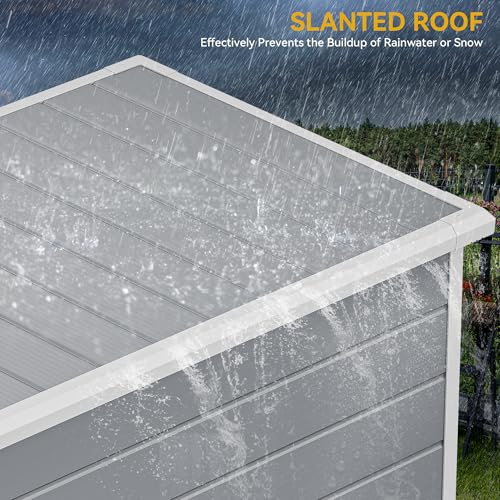 DWVO 6x4.4 FT Resin Storage Shed with Fence-Style and Side Windows, Lockable Door, and Vents for Garden, Backyard, Patio, Lawn, Brown