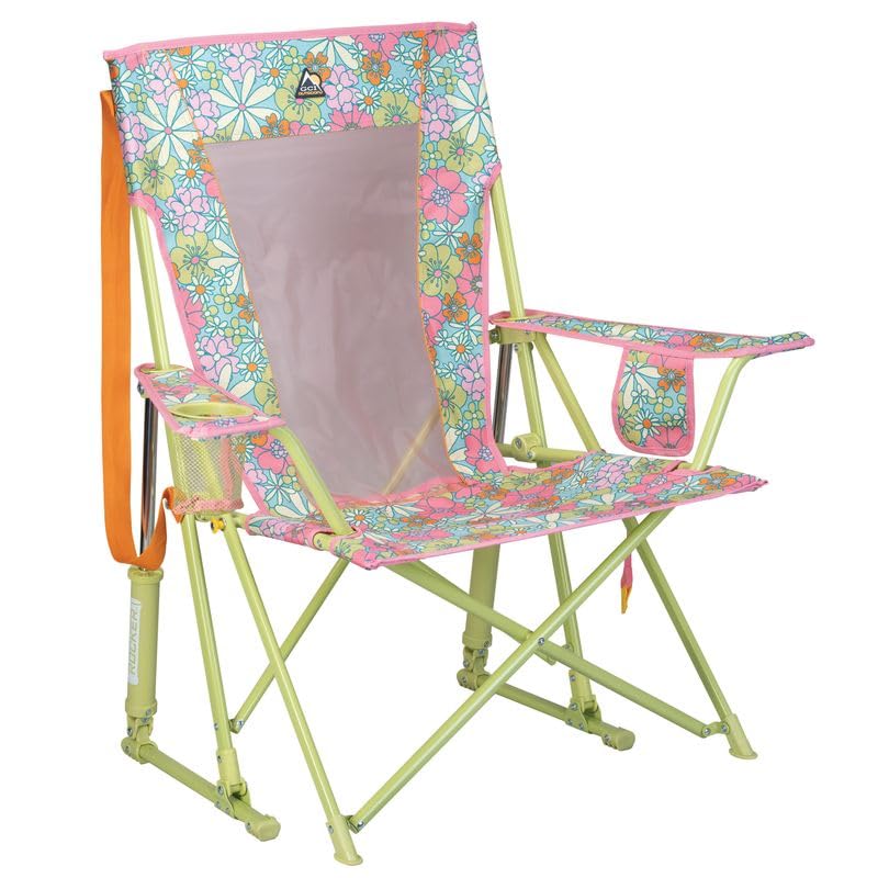 GCI Outdoor Comfort Pro Rocker Camping Chair | Portable Folding Rocking Chair with Durable Armrests & Drink Holder — Floral