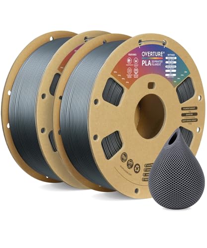 OVERTURE PLA Filament 1.75mm PLA 3D Printer Filament, 2kg Cardboard Spool (4.4lbs), Dimensional Accuracy +/- 0.02mm, Fit Most FDM Printer (Black 2-Pack)