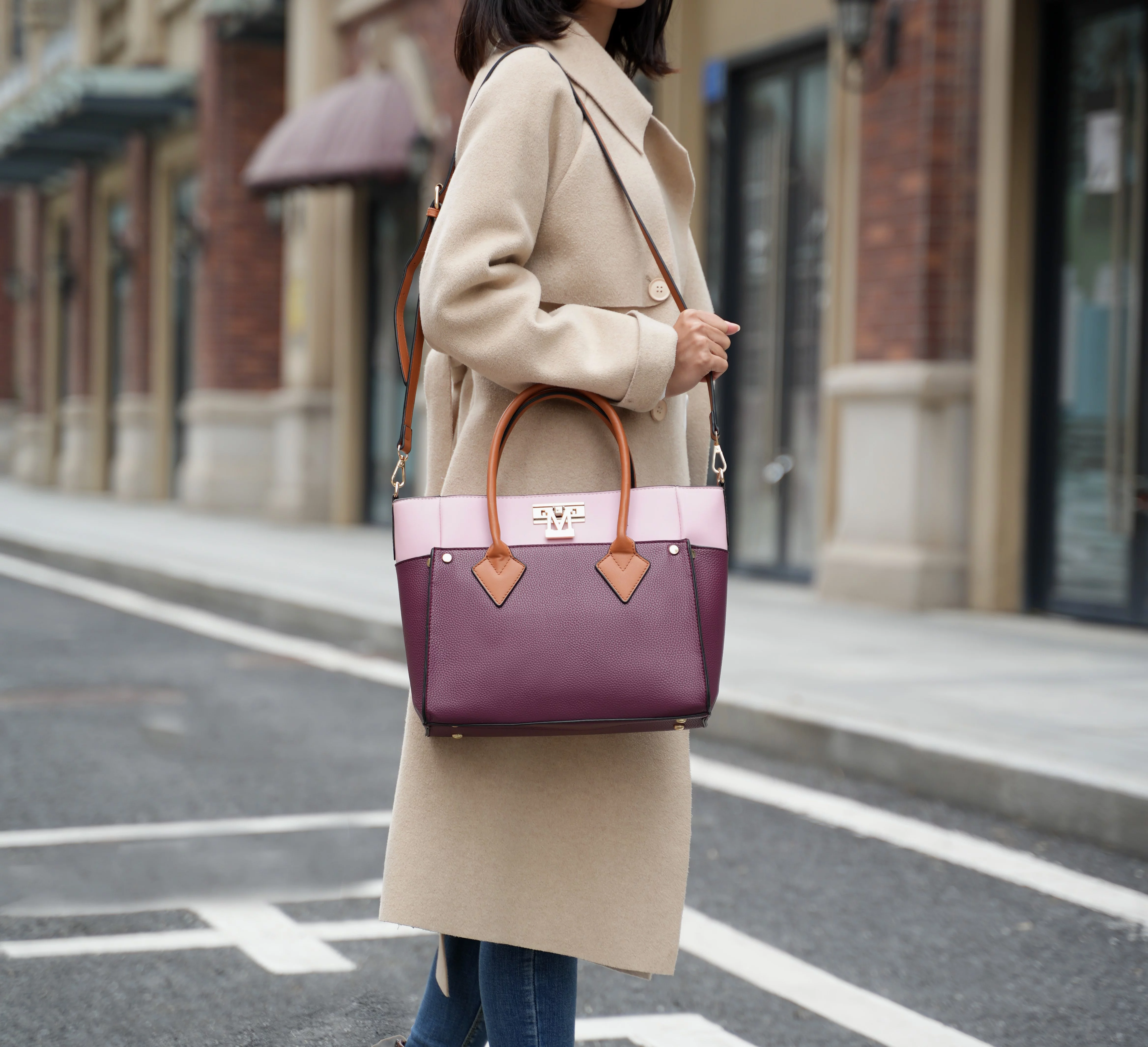 MKF Collection Brynlee Women's Tote Bag & Wristlet Wallet, Crossbody Purse Handbag 2 Pcs by Mia K - Burgundy