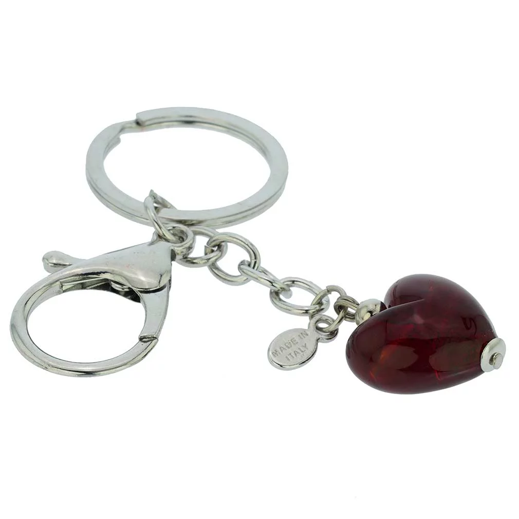 GlassOfVenice Murano Glass Heart Keychain - Ruby Red