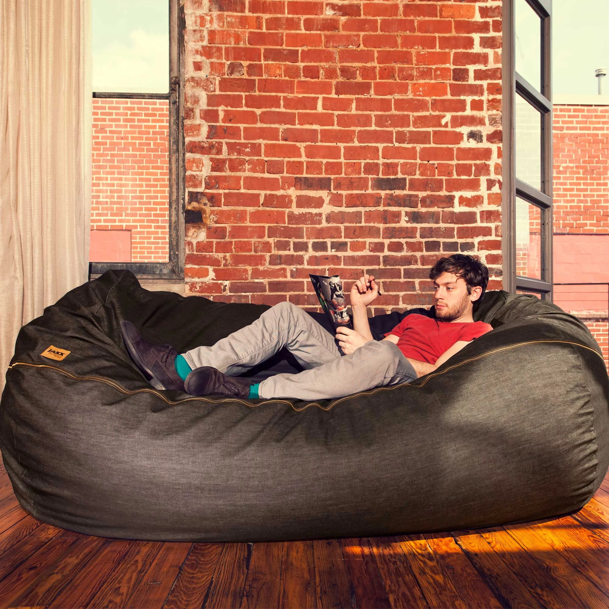 Jaxx 7 ft Giant Bean Bag Sofa, Dark Denim