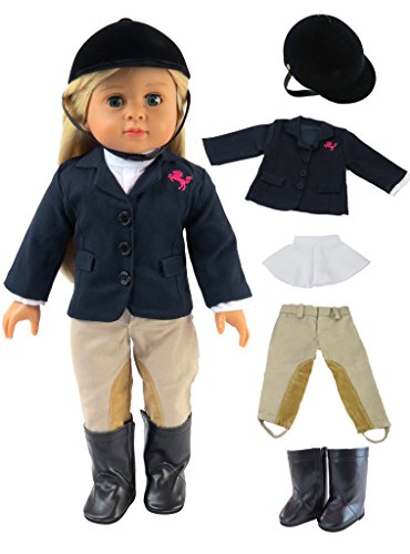 American Fashion World Riding Outfit for 18-Inch Dolls | Helmet and Boots Included | Premium Quality & Trendy Design | Dolls Clothes | Outfit Fashions for Dolls for Popular Brands