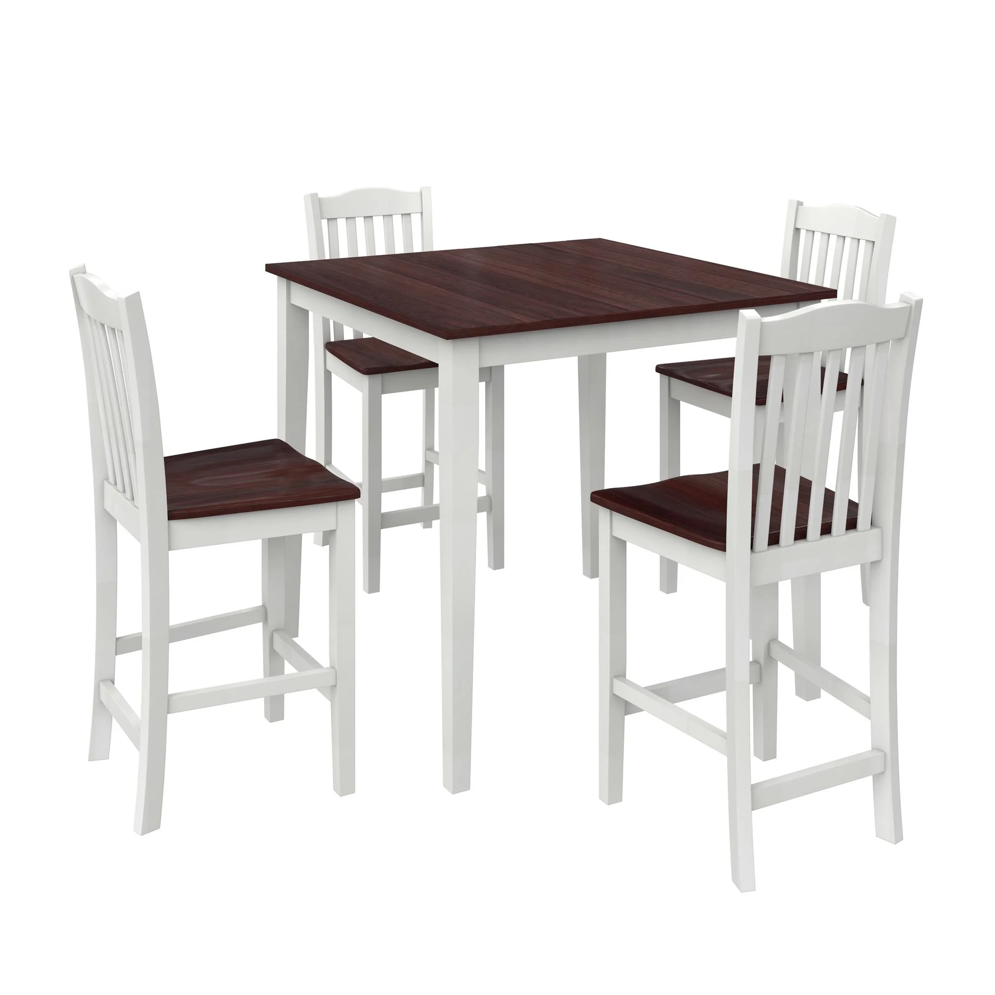 DHP Shiloh 5-Piece Counter Height Dining Set, Rustic Mahogany/White