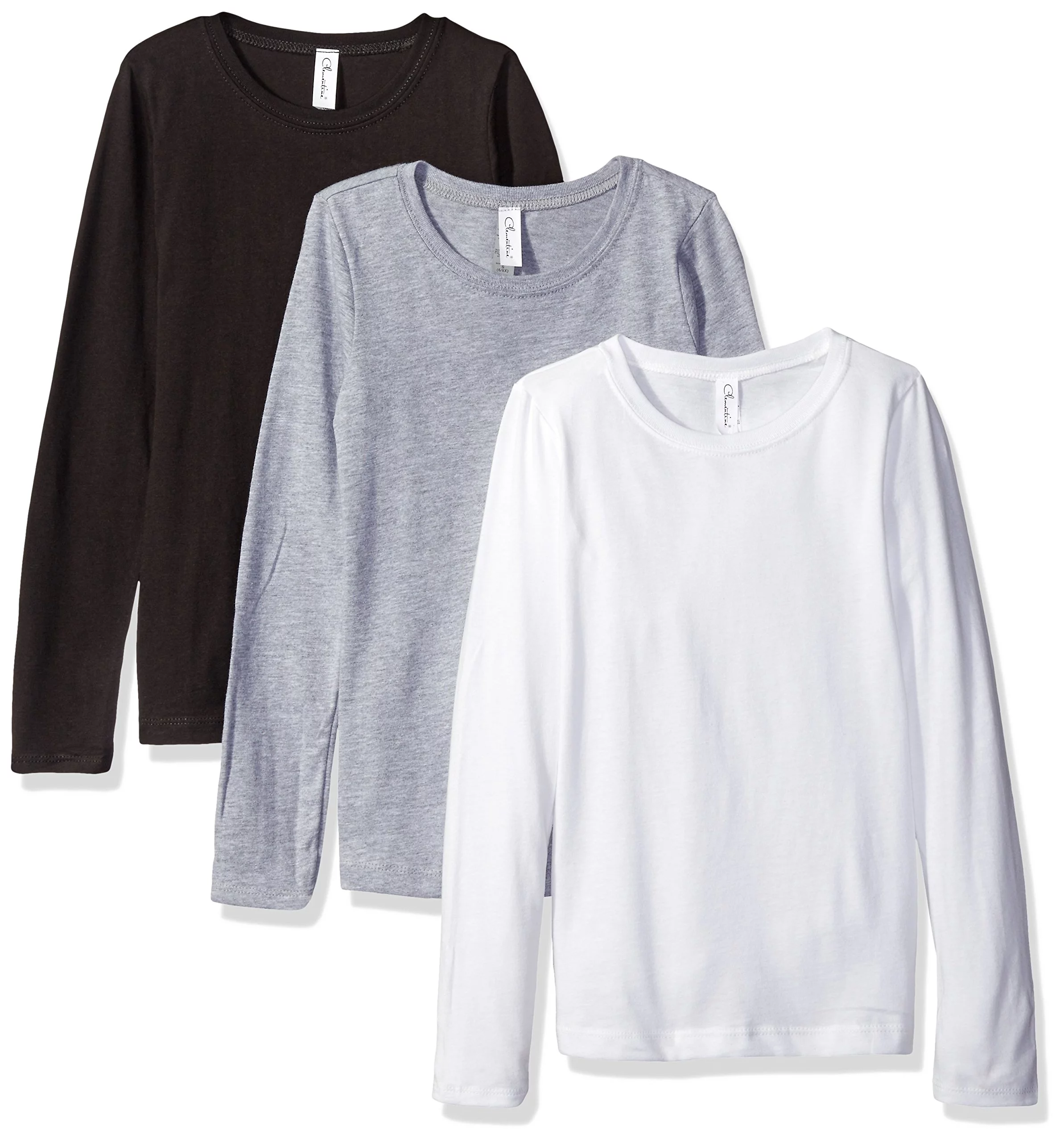 Clementine Big Girls 3-Pack Everyday Long-Sleeve T-Shirts, Sizes 4-13 Yrs