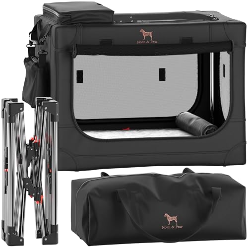 Noah & Paw Collapsible Dog Crate 42 Inch, XXL Dog Crate for XXL, XL, Large Breeds, Travel Kennel for Car, Includes Pet Mat for Pet Cage, 2 Storage Pockets, Handbag, 10mm Locking Zippers 42 * 31 * 31