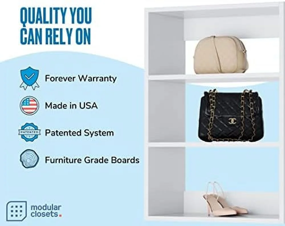 HOOMHIBIU Modular Closets Vista Collection Short Tower Wood Built In Closet Organizer Unit (White  25.5" Wide)