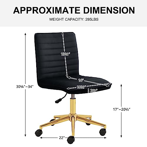 Furnimart Armless Office Desk Chair Task Chair Faux Leather Upholstered Task Chair Teen Desk Chair Mid-Back 360° Swivel Adjustable Small Chair (Leather-DustYellow)