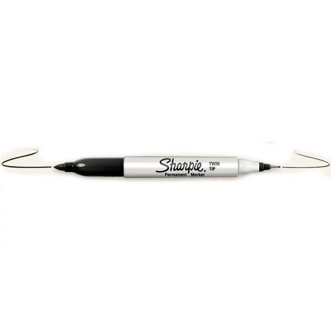 Sharpie 32101 Twin Tip Permanent Marker with Quick-Drying Ink, Black, Each