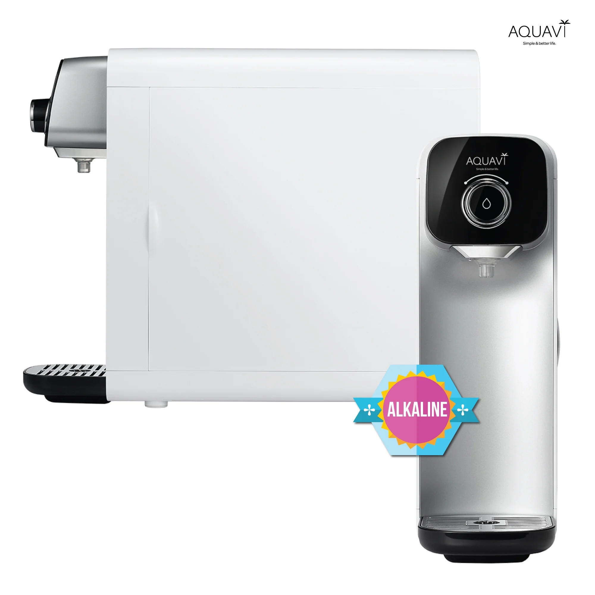 AQUAVI Alkaline Spring Countertop Water Filtration Purification System, 3 Stage Water Filter, Bottleless Water Dispenser, No Electricity Required(Black)