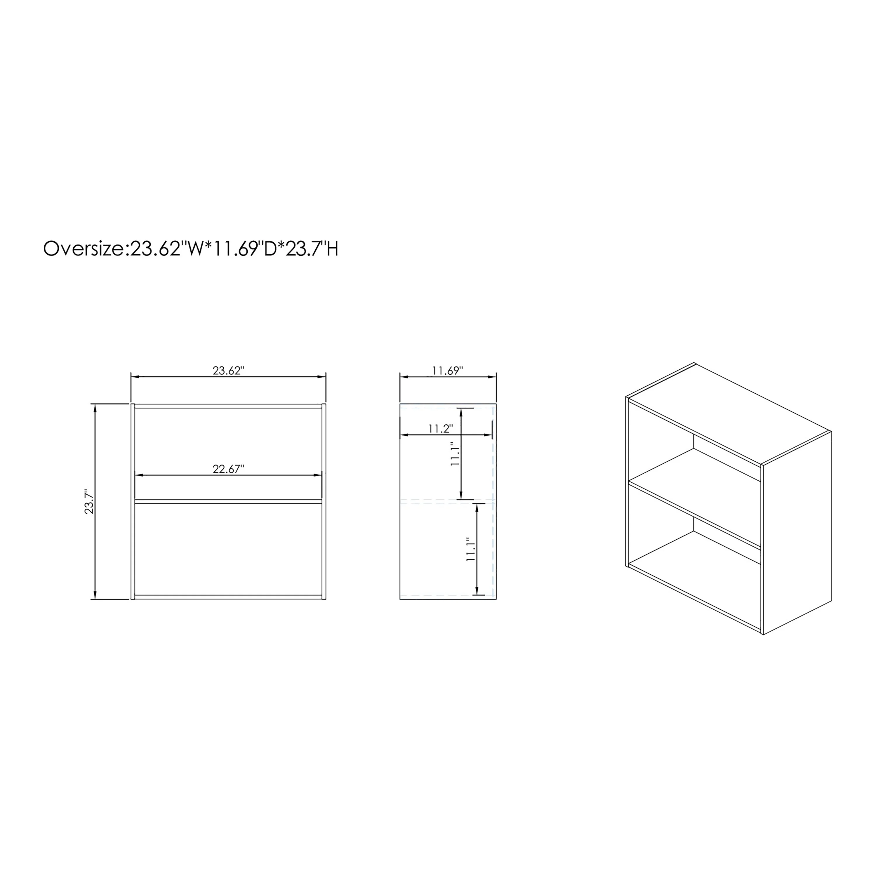 Brooks Wood 2-Tier Bookcase, White