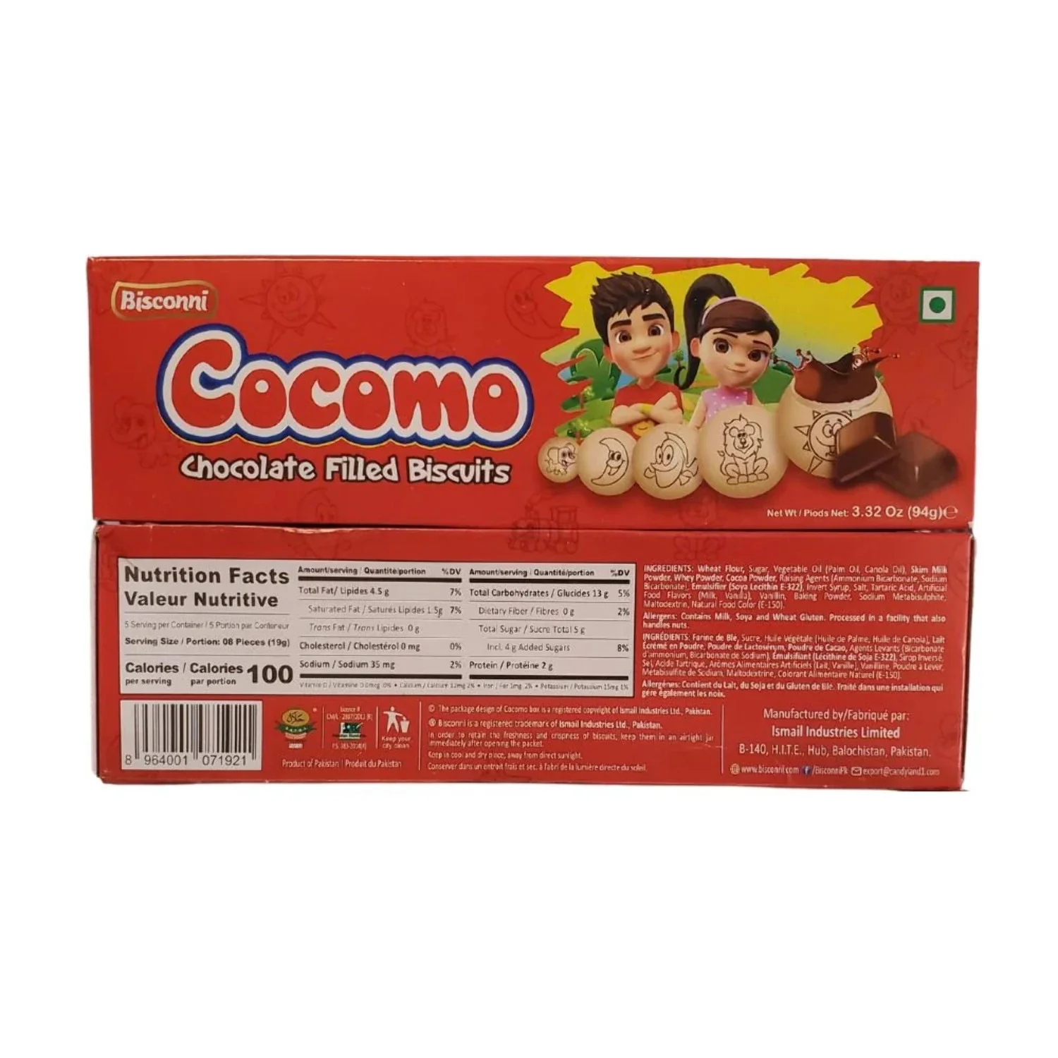 Bisconni Cocomo Chocolate Filled Biscuits 94g (Pack of 6)